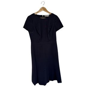 Tory Burch Navy Blue Short Sleeve Knee Length A-Line Luxury Dress Size 10 NEW
